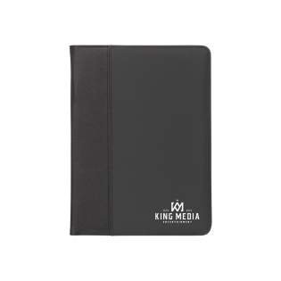 Conference/document folder made of 600 D polyester/imitation leather in A4 format. Incl. detachable dual power calculator (incl. battery) writing pad and ballpoint pen.