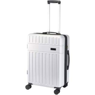 Constructed from impact-resistant recycled plastic with an RPET lining, the Rover 24" expandable trolley is designed for modern explorers who value durability and smart design. Offering a generous 70L capacity with expandable storage for those just-in-case extras, it’s ideal for longer journeys. This GRS certified trolley (including certified printing) features a double-tube aluminium frame and 360-degree 4-wheel spinner system for effortless mobility. An integrated TSA combination lock provides added security, while the easy-grab handle ensures comfort on the move. Inside, compression straps and zipped compartments keep your belongings neatly organised throughout your trip.