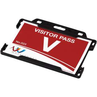 Landscape card holder which is ideal for exhibitions, workplaces, and networking events. Suitable for standard business card and credit card sized passes.
