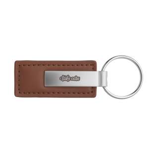 Sturdy keyring with a matte metal keychain and imitation leather tag. Each item is supplied in an individual brown cardboard envelope.