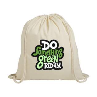 100% cotton (100 g/m²) backpack. With drawstring. Capacity approx. 8 litres. With drawstrings.