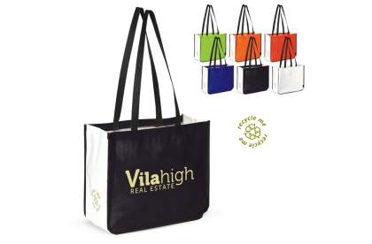 Large shopping bag made of PP non-woven material with lamination effect. White sides.