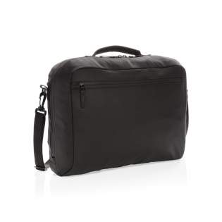 Be effortlessly stylish when carrying this all black PU laptop bag This bag holds a compartment for all your essentials and a laptop compartment that can hold a 15.6" laptop. PVC free.<br /><br />FitsLaptopTabletSizeInches: 15.6<br />PVC free: true