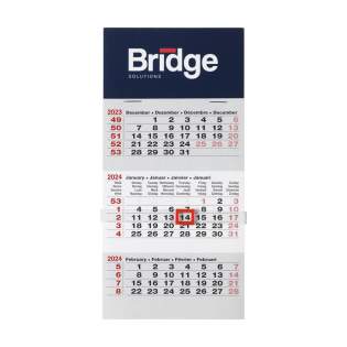 Viertalige bureaukalender: NL, EN, F en D met een duidelijk overzicht van de voorgaande, lopende en aankomende maand, handige datumschuiver en een jaaroverzicht van het lopende en volgende jaar.