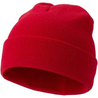 Single layer beanie with double folded edge.