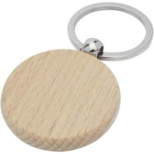 Round keychain made of beech wood, supplied into a brown recycled Kraft paper envelope. The keychain has a diameter of 4 cm. Made for laser engraving. 