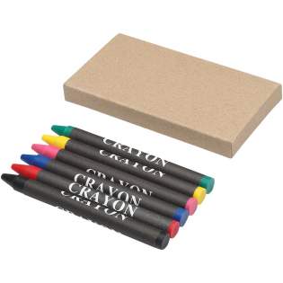 6 crayons de couleur en cire. Marquage indisponible sur les composants.