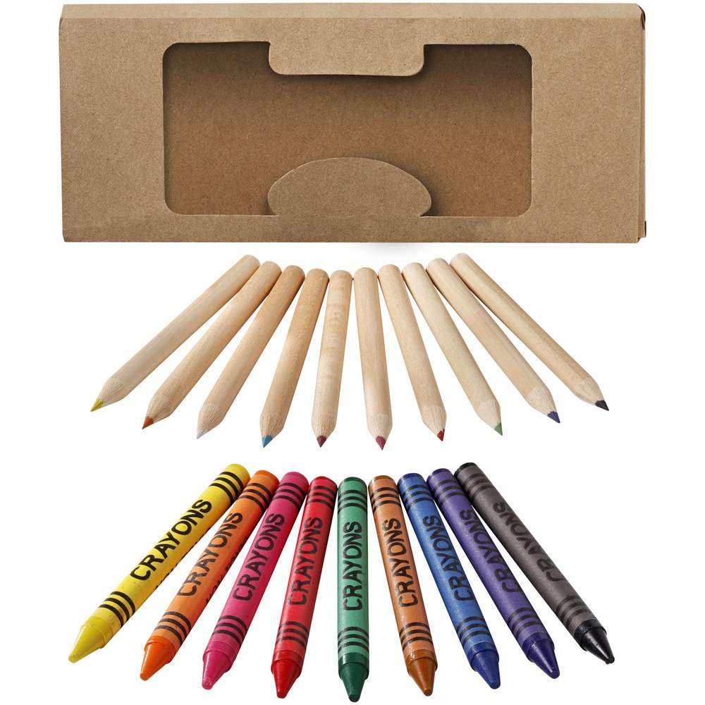 Kit de crayons et crayons gras colorés 19 pièces Lucky - FDS Promotions