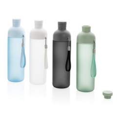 Eliminate the use of plastic bottles with this Impact leak proof tritan water bottle. With its fresh design and frosted body, the bottle is not only easy to use but also beautiful to look at. The split body design makes it easy to clean and is great if you want to add ice cubes into your bottle. In the body is a strap attached for easy carrying. Capacity 600ML. BPA free. 2% of proceeds of each sold product of the Impact Collection will be donated to Water.org.