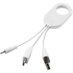 Das Troop 3-in-1-Ladekabel verfügt über einen USB Typ C-Stecker und einen doppelt kompatiblen 2-in-1-Stecker für Apple® iOS- und Android-Geräte. Es hat einen Karabinerhaken zum problemlosen Anbringen an Ihrer Tasche.