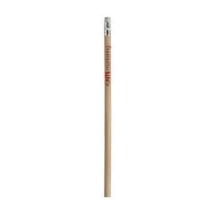 Ungespitzter Bleistift aus Holz (HB) mit Radiergummi. Unlackiert.