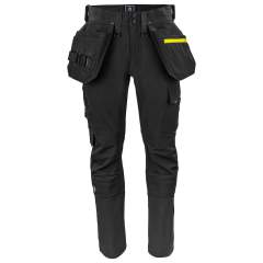 • broek volledig in stretch voor meer comfort en bewegingsvrijheid  <br />• moderne pasvorm: smalle broekspijpen <br />• hoge taille<br />• de zijkanten aan de bovenkant zijn niet in stretch om de broek stabliteit te geven<br />• ventilatie in de taille door geperforeerde tailleband<br />• ruime beenzakken aan beide zijden, telefoonzak met magneetsluiting<br />• linkerzak: beenzak voor gereedschap en pennen<br />• rechterzak: meterzak en zak met mesknoop<br />• kniezakken aan de binnenzijde verstelbaar, versterkt met Cordura® aan de buitenzijde<br />• lus voor badgehouder<br />• spijkerzakken, kniezakken en onderzijde van de broekspijpen zijn versterkt met Cordura®<br />• mogelijkheid om het MOLLE-systeem te bevestigen aan beide zijden<br />• door het contraststiksel los te maken aan de achterzijde van de spijkerzakken, mogelijkheid om de spijkerzakken te verwijderen indien nodig
