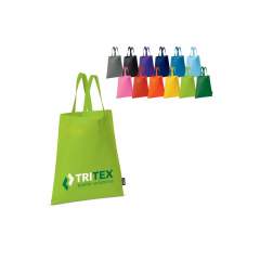Coloured non-woven carrier bag with short handles. Large print area.