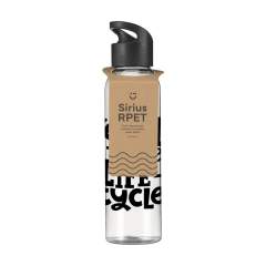 WoW! Luxeuse bouteille d'eau en RPET transparent. Avec bouchon à vis pratique en plastique. Anti-fuites et réutilisable. Ne passe pas au lave-vaisselle. Capacité 650 ml. Certifié GRS. Matière recyclée totale : 83%.