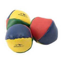 Juggling set: 3 colourful soft grain balls. In a tube.