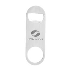 Sturdy, metal bottle opener.