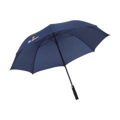 Umbrella with 190T pongee canopy and an extra large screen diameter of 132 cm. Comes with automatic telescopic suspension,  fibreglass frame and shaft, soft foam handle and velcro fastener. Water-repellent.