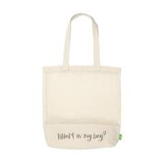 WoW! Sac shopping résistant en maille, fabriqué en coton de qualité 100% biologique (180 g/m²). Le sac se compose d'un fond solidement tissé et de longues anses. Capacité environ 12 litres.