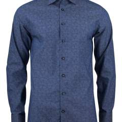 Een nieuw, subtiel maar uitgesproken indigo gekleurd paisley-patroon shirt. Draag het chic en opvallend met een stropdas, of juist casual met een pantalon—hoe dan ook blijf je de hele dag comfortabel en verzorgd dankzij onze bekende strijkvrije en natuurlijke stretchkwaliteit. Innovatie en stijl gaan hier hand in hand! Regular Fit.