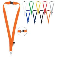 Keep your essentials close with our R-PET lanyard, available in a variety of colours. The lanyard features a safety release, and is ideal to carry keys, badges, ID's, and more.