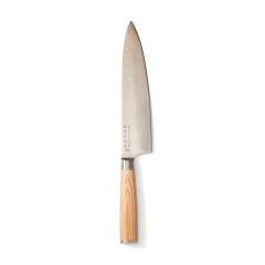 Dieses Kochmesser ist ideal zum Schneiden von Fleisch und größerem Gemüse oder zum Hacken von Kräutern. Der robuste Griff aus Pakkaholz ist ergonomisch geformt, so dass das Messer leicht und bequem zu handhaben ist. Das bedeutet, dass Sie lange mit dem Messer arbeiten können, ohne dass Ihre Hand ermüdet. Die Klinge hat einen sehr harten Kern aus VG10-Stahl, der in 67 Lagen gegossen ist. Das Ergebnis ist eine langlebige Klinge mit einer unglaublichen Schärfe und einer hervorragenden Schnittleistung.