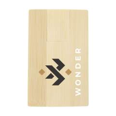 ECO bamboo USB stick (version 2.0) for the safe and handy storage and transport of files. Because it has the form of a credit card, it is slim enough to store in your wallet. Ready for immediate use due to the practical "Plug & Play" system. Compatible with Windows, Mac and Linux. Each item is supplied in an individual brown cardboard box. The price includes a one colour imprint on one side of the product.
