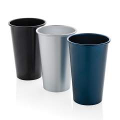 Introducing the Alo RCS Stackable Aluminium Cup - Eco-friendly and stylish, 450ml of reusable perfection. Lightweight, versatile, and designed to reduce waste. Make a lower impact choice today! Cold drinks & Hand wash only. Total recycled content: 65% based on total item weight. BPA free. Capacity 450ml. Plastic free bulk paper packaging.