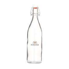 Multifunktionale, wiederverwendbare Bügelflasche aus klarem Qualitätsglas. Kann mit einem praktischen Bügelverschluss verschlossen werden. Diese Flasche ist ideal zum Einschenken von Wasser, Limonade oder Wein. Sie kann aber auch mit Olivenöl, Kräutern oder Samen gefüllt werden. Ideal für den täglichen Gebrauch oder für den Einsatz in der Gastronomie. Fassungsvermögen 1.000 ml. Made in Italy.
