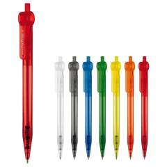 Transparante Toppoint design balpen, geproduceerd in Duitsland. Deze pen bevat een blauwschrijvende X20 vulling voor 2,5km schrijfplezier. 