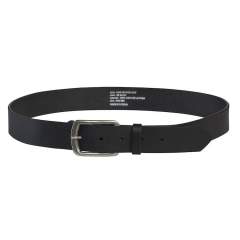 • riem in een natuurlijk gelooid leder<br />• metalen gesp       <br />• twee maten:<br />S: lengte 105cm, breedte 4cm<br />L: lengte 120cm, breedte 4cm