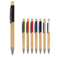 Voici "Madrid", notre élégant stylo en aluminium avec clip en métal, corps en bois et poussoir ; apportant une touche de nature à votre expérience d'écriture. Couleur d'écriture : bleu.