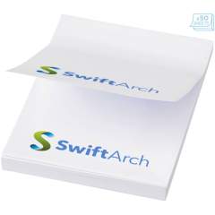 Mémo-autocollants Sticky-Mate® comprenant des feuilles auto-collantes de papier vierge de 80 g/m² en différentes couleurs. Marquage en couleurs pleines possible sur chaque feuille. Trois tailles possibles (25/50/100 feuilles).