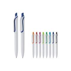 TopPoint design ball pen with solid clip. Ball pen has a large imprint space on the clip or the barrel and comes with a jumbo ink cartridge in blue.