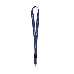 Lanyard made from strong woven polyester, with metal carabiner hook. The lower section is detachable using the quick release plastic clip.