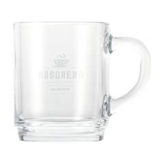 Stackable tea glass made of strong, thick glass. With large handle. Capacity 250 ml.