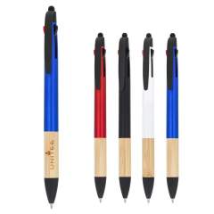 Onze 3-kleuren pen met bamboe grip biedt veelzijdigheid en stijl. Perfect voor het kleurcoderen van je aantekeningen, het is een praktisch en milieuvriendelijk schrijfgerei.