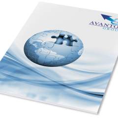 White A4 Desk-Mate® notepad with wrap over cover with 80g/m2 paper with a 250 g/m2 wrap over cover. Full colour print available to cover and each sheet. Available in 2 sizes (25/50 sheets).
