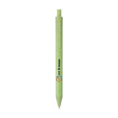 Stylo à bille encre bleu fabriqué à 50 % en PP et à 50 % en paille de blé. Le support, le clip et le bouton poussoir sont dans le même matériau et tout le stylo est exécuté avec style en une seule couleur. Partiellement biodégradable.