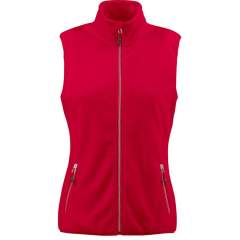 Geborstelde bodywarmer met lange ritssluiting voor dames en heren. Geborsteld aan beide zijden. Twee voorzakken, contrasterende ritssluitingen en decoratieve stiksels. Elastische tape aan de boord onderaan.