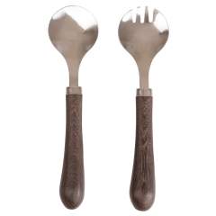 Astrid salad cutlery, a combination of stainless steel and beautiful chocolate brown wenge wood. The combination is exciting with a tough touch. Comes in a gift box.