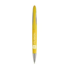 Blue ink ballpoint pen with a stylish clip with a striking, grey coloured accent and twist mechanism.