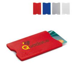 Hard case card holder for a debit card. Card holder includes RFID protection to prevent skimming. With indentations to easily remove the card.
