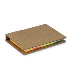 Ce livret durable, fabriqué à partir de papier artisanal, contient deux formats de notes autocollantes : 50 feuilles de 75 x 49 mm et 125 feuilles de 49 x 14 mm (25 feuilles de chaque en cinq couleurs). Il s'agit d'un accessoire pratique pour organiser les pensées et les rappels.
