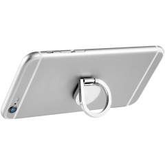 This aluminium ring can be lifted up to be used as a stand or to hold your device in your hand. Ring can be rotated 360 degrees. Adhesive backing attaches firmly to the back of a smartphone.