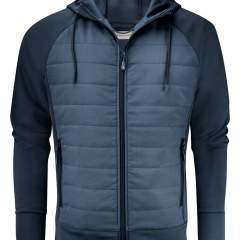 Bicolor sweatvest met ritssluiting. De voorzijde is licht gewatteerd en in contrastkleur. De sweatvest heeft twee zijzakken met ritssluitingen, alsook twee zakken aan de binnenzijde. De raglan mouwen, kap en duimopeningen zorgen voor een sportieve look. Dit artikel wordt geleverd in biobased, composteerbare verpakking.  Dit artikel bevat gecertificeerde gerecyclede materialen.