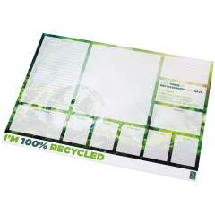 Weißer Desk-Mate® A2 Notizblock mit 80g/m2 recyceltem Papier. Ein vollfarbiger Druck auf jedem Blatt möglich. Erhältlich in 3 Größen: 25, 50, 100 Blatt.