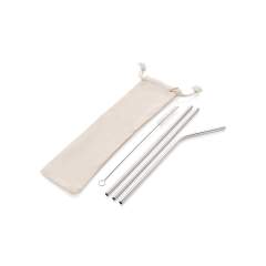 Set de 2 pailles droites et une paille courbée en acier inoxydable 304 durable. Emportez l'ensemble n'importe où dans la pochette pratique en coton. Une brosse est incluse pour faciliter le nettoyage. Supprimez progressivement l'utilisation des pailles en plastique et adoptez une paille métallique durable que vous pouvez emporter partout avec vous et réutiliser à chaque fois. Sans BPA. Passe au lave-vaisselle.