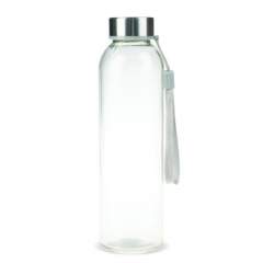 De glazen waterfles bevat een bandje aan de dop voor het eenvoudig vasthouden van de fles. Geschikt voor koude, koolzuurhoudende en niet-koolzuurhoudende dranken. Wordt geleverd in een geschenkverpakking.
