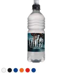 500 ml Quellwasser in einer gerippten Flasche aus 100% recyceltem Kunststoff (R-PET) mit Sportverschluss, Pfand Deutschland 0,25€
