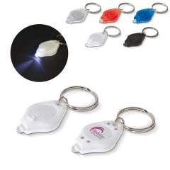 Small, plastic keyring with light.